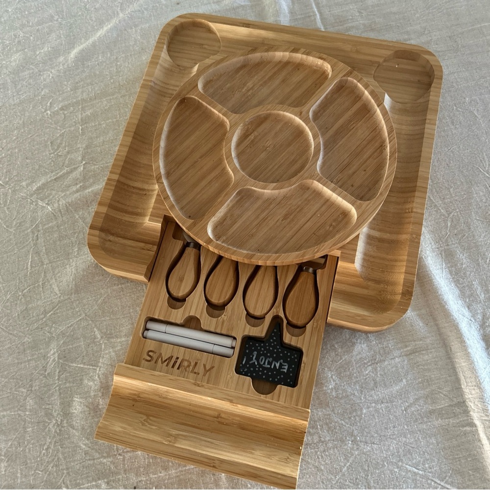 Bamboo Cheese Board with Rotating Tray NEW